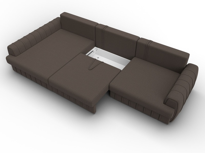 Диван угловой Лига-057 НПБ Лонг угол левый, Рогожка, Амур 05 коричневый