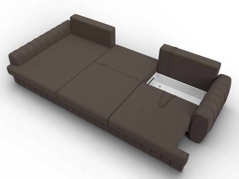 Диван угловой Лига-057 НПБ Лонг угол левый, Рогожка, Амур 05 коричневый