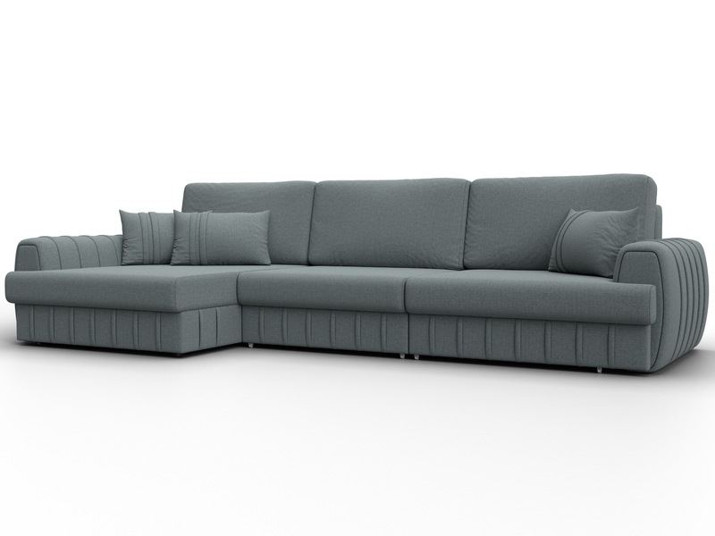 Диван угловой Лига-057 НПБ Лонг угол левый, Рогожка, Амур 07 серый