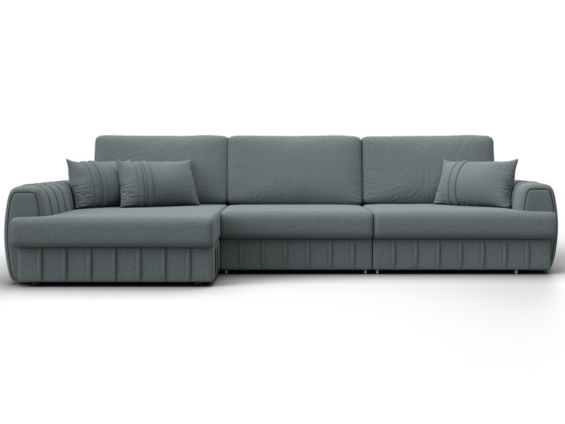 Диван угловой Лига-057 НПБ Лонг угол левый, Рогожка, Амур 07 серый