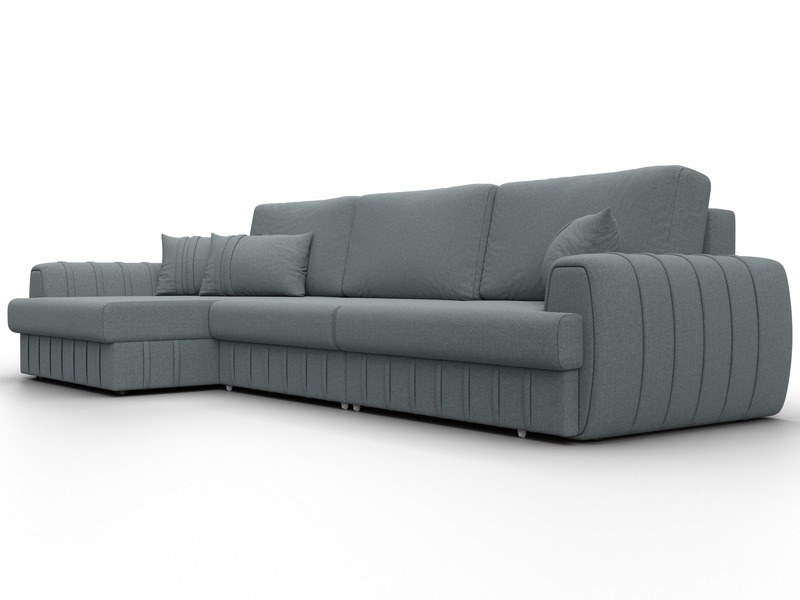 Диван угловой Лига-057 НПБ Лонг угол левый, Рогожка, Амур 07 серый