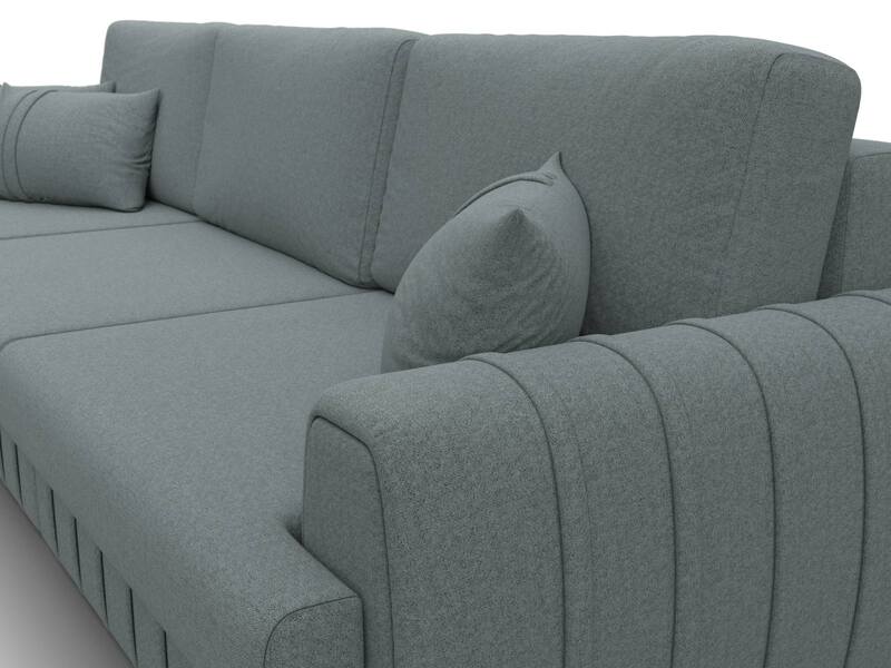 Диван угловой Лига-057 НПБ Лонг угол левый, Рогожка, Амур 07 серый