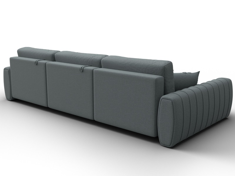 Диван угловой Лига-057 НПБ Лонг угол левый, Рогожка, Амур 07 серый