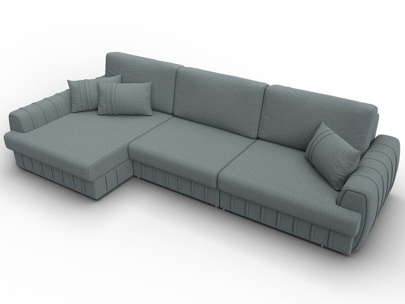 Диван угловой Лига-057 НПБ Лонг угол левый, Рогожка, Амур 07 серый