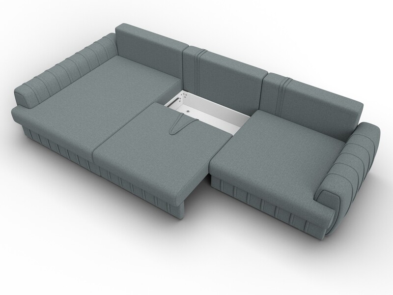 Диван угловой Лига-057 НПБ Лонг угол левый, Рогожка, Амур 07 серый