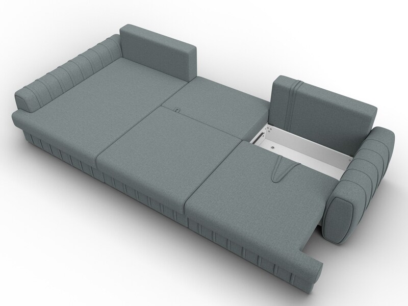 Диван угловой Лига-057 НПБ Лонг угол левый, Рогожка, Амур 07 серый