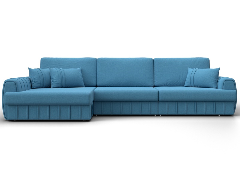 Диван угловой Лига-057 НПБ Лонг угол левый, Рогожка, Амур 10 голубой