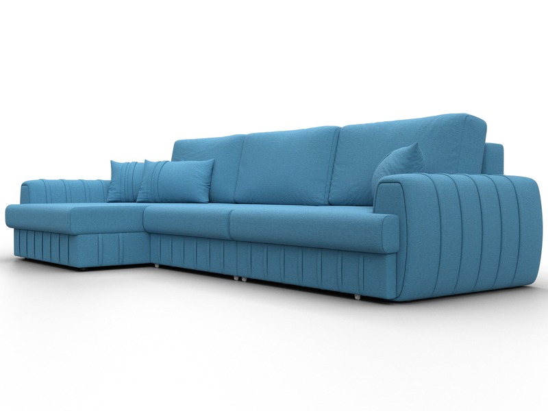 Диван угловой Лига-057 НПБ Лонг угол левый, Рогожка, Амур 10 голубой