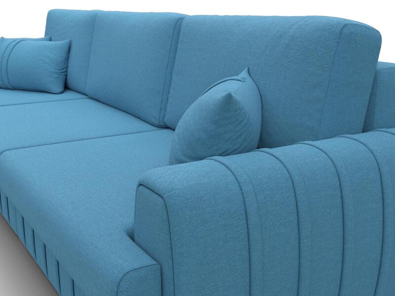 Диван угловой Лига-057 НПБ Лонг угол левый, Рогожка, Амур 10 голубой