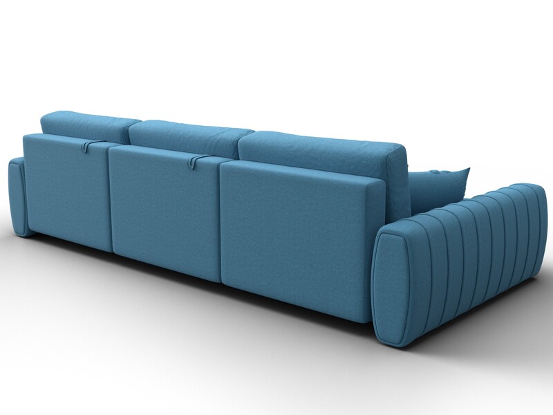 Диван угловой Лига-057 НПБ Лонг угол левый, Рогожка, Амур 10 голубой