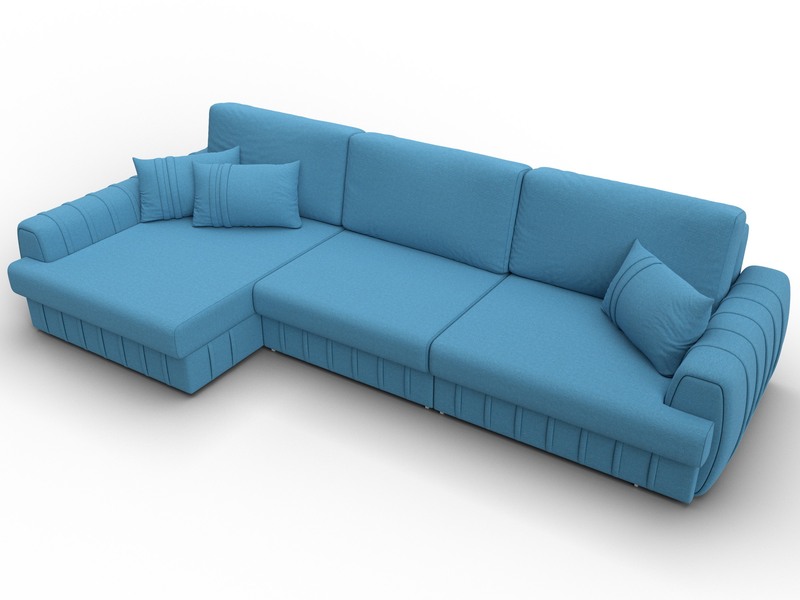 Диван угловой Лига-057 НПБ Лонг угол левый, Рогожка, Амур 10 голубой