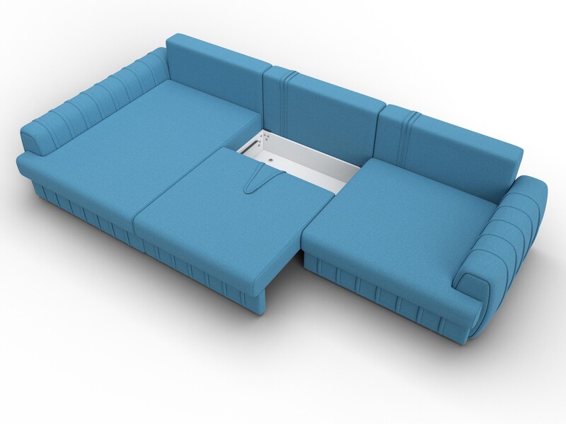 Диван угловой Лига-057 НПБ Лонг угол левый, Рогожка, Амур 10 голубой