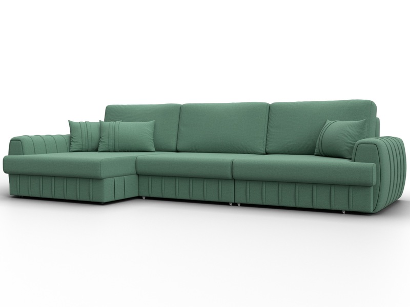 Диван угловой Лига-057 НПБ Лонг угол левый, Рогожка, Амур 11 зеленый