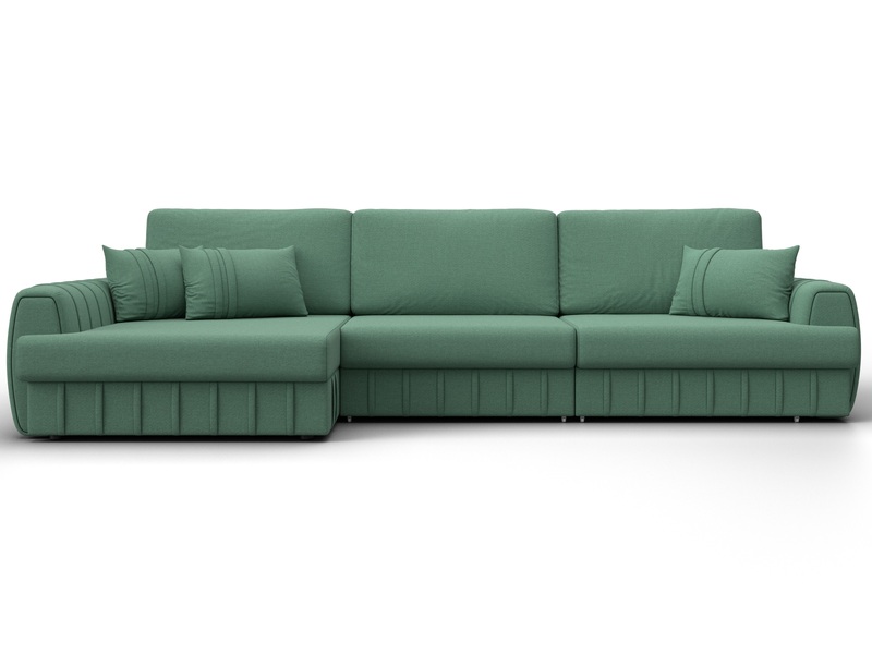 Диван угловой Лига-057 НПБ Лонг угол левый, Рогожка, Амур 11 зеленый