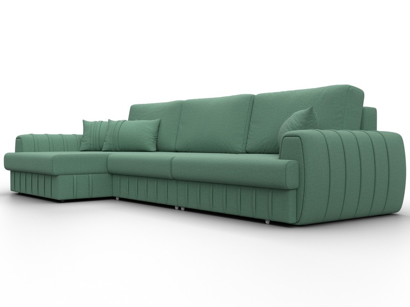 Диван угловой Лига-057 НПБ Лонг угол левый, Рогожка, Амур 11 зеленый