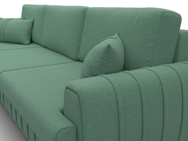 Диван угловой Лига-057 НПБ Лонг угол левый, Рогожка, Амур 11 зеленый