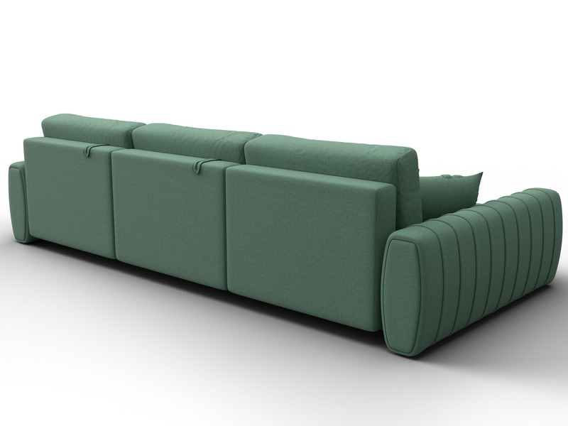 Диван угловой Лига-057 НПБ Лонг угол левый, Рогожка, Амур 11 зеленый