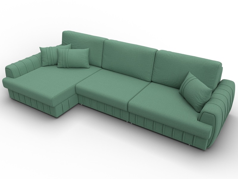 Диван угловой Лига-057 НПБ Лонг угол левый, Рогожка, Амур 11 зеленый