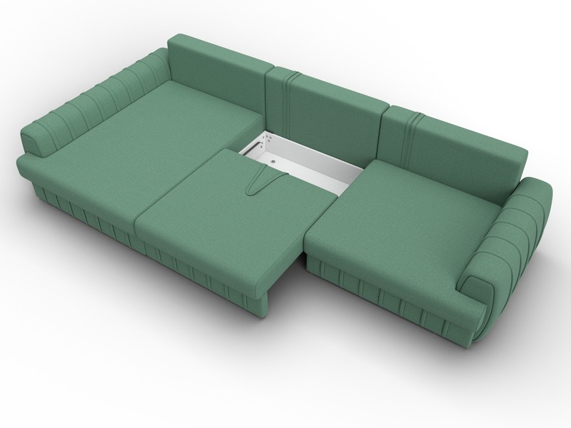 Диван угловой Лига-057 НПБ Лонг угол левый, Рогожка, Амур 11 зеленый