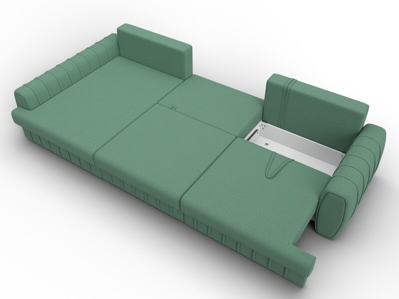 Диван угловой Лига-057 НПБ Лонг угол левый, Рогожка, Амур 11 зеленый