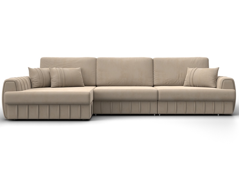 Диван угловой Лига-057 НПБ Лонг угол левый, Велюр, SEVEN 729 бежевый