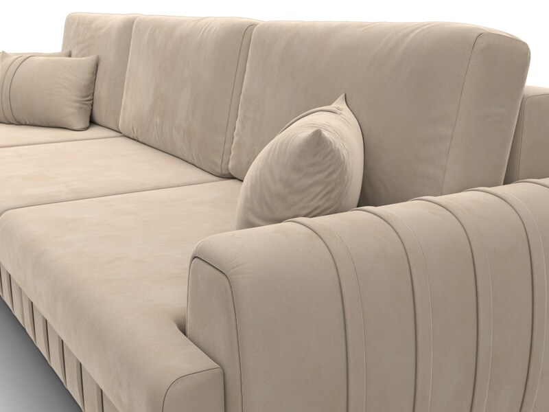 Диван угловой Лига-057 НПБ Лонг угол левый, Велюр, SEVEN 729 бежевый