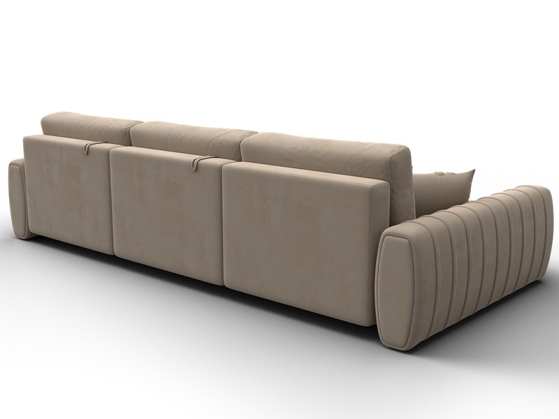 Диван угловой Лига-057 НПБ Лонг угол левый, Велюр, SEVEN 729 бежевый