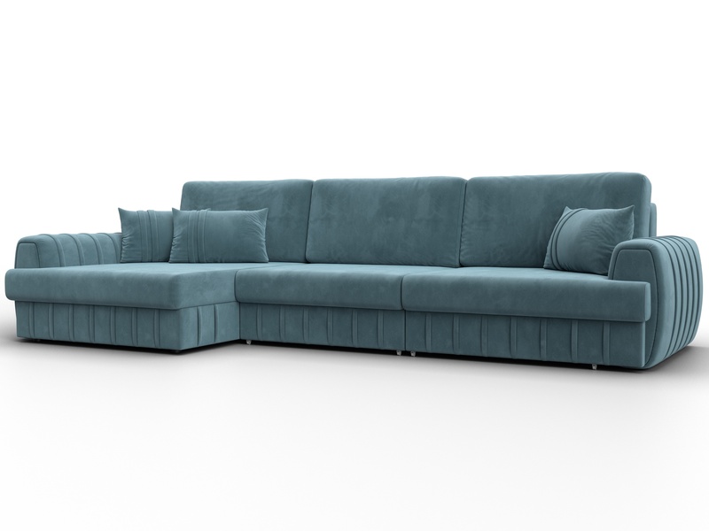 Диван угловой Лига-057 НПБ Лонг угол левый, Велюр, SEVEN 113 бирюзовый