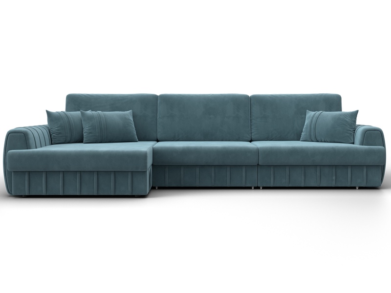 Диван угловой Лига-057 НПБ Лонг угол левый, Велюр, SEVEN 113 бирюзовый