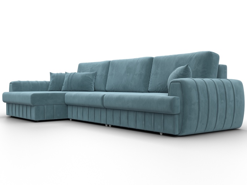 Диван угловой Лига-057 НПБ Лонг угол левый, Велюр, SEVEN 113 бирюзовый