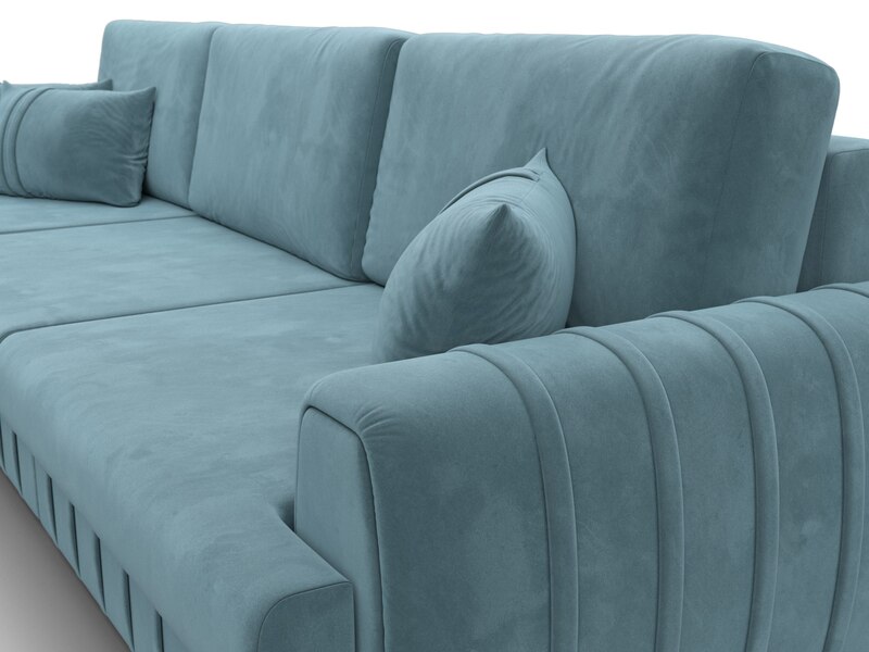 Диван угловой Лига-057 НПБ Лонг угол левый, Велюр, SEVEN 113 бирюзовый