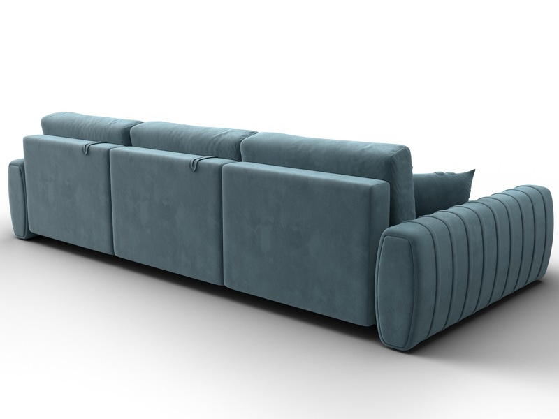 Диван угловой Лига-057 НПБ Лонг угол левый, Велюр, SEVEN 113 бирюзовый