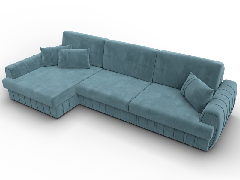 Диван угловой Лига-057 НПБ Лонг угол левый, Велюр, SEVEN 113 бирюзовый