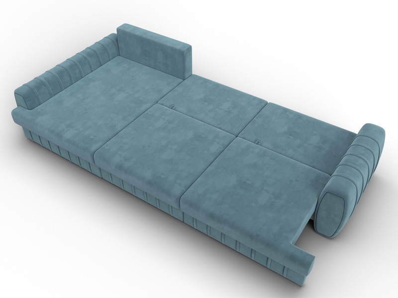 Диван угловой Лига-057 НПБ Лонг угол левый, Велюр, SEVEN 113 бирюзовый