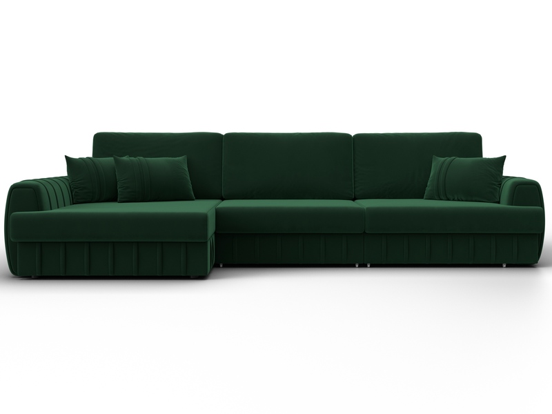 Диван угловой Лига-057 НПБ Лонг угол левый, Велюр, SEVEN 626 зеленый