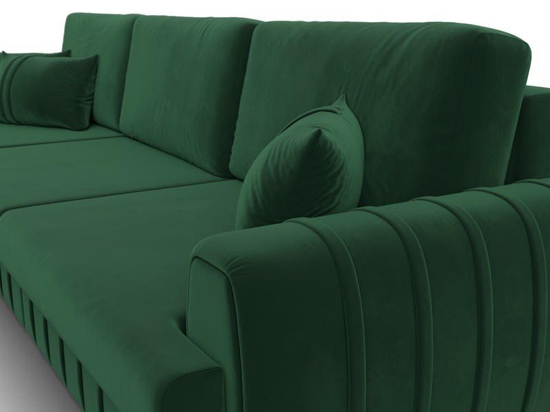 Диван угловой Лига-057 НПБ Лонг угол левый, Велюр, SEVEN 626 зеленый