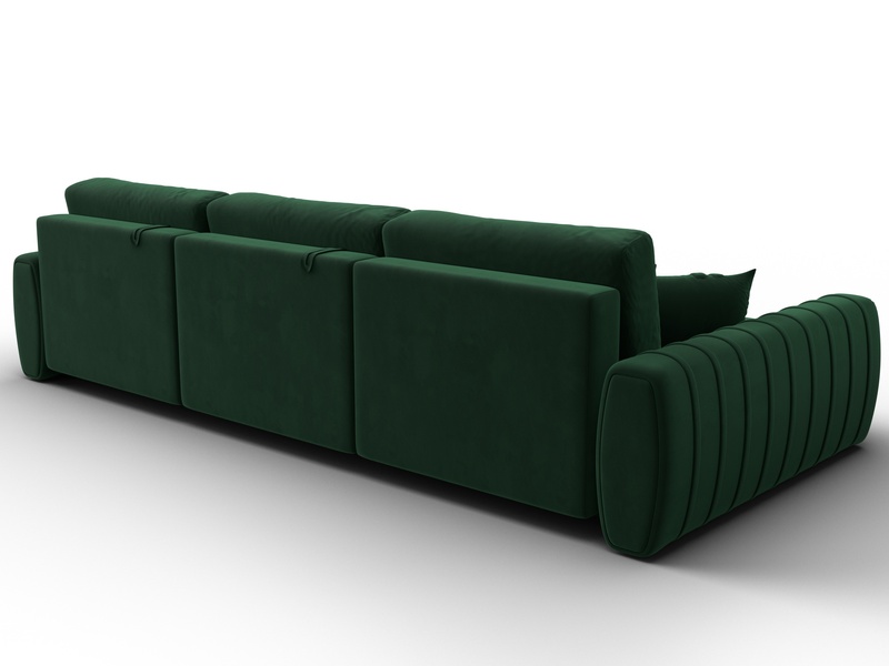 Диван угловой Лига-057 НПБ Лонг угол левый, Велюр, SEVEN 626 зеленый