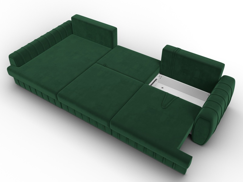 Диван угловой Лига-057 НПБ Лонг угол левый, Велюр, SEVEN 626 зеленый