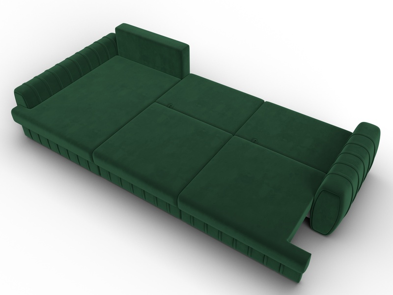 Диван угловой Лига-057 НПБ Лонг угол левый, Велюр, SEVEN 626 зеленый