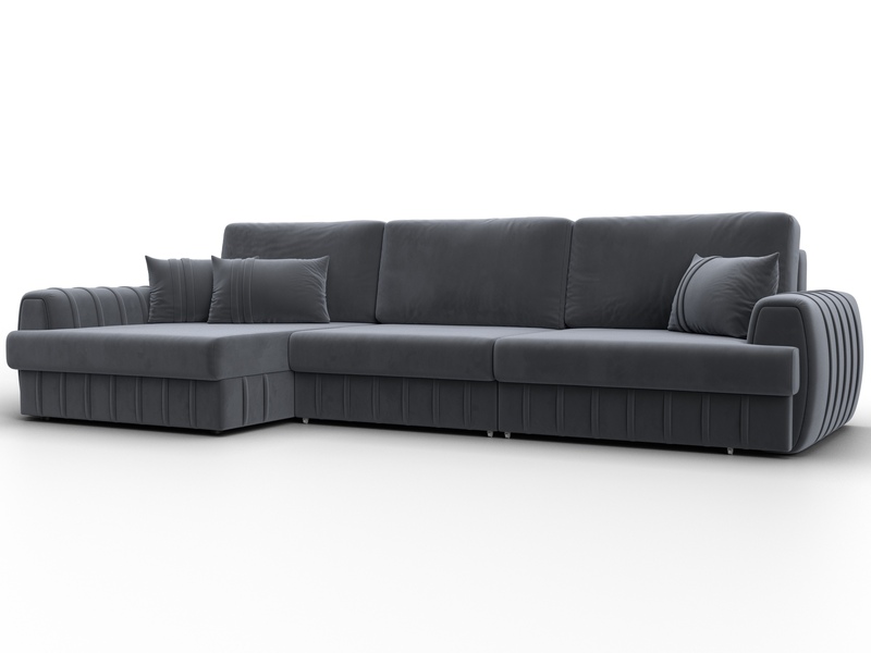 Диван угловой Лига-057 НПБ Лонг угол левый, Велюр, SEVEN 17 серый