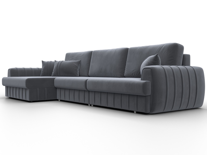 Диван угловой Лига-057 НПБ Лонг угол левый, Велюр, SEVEN 17 серый