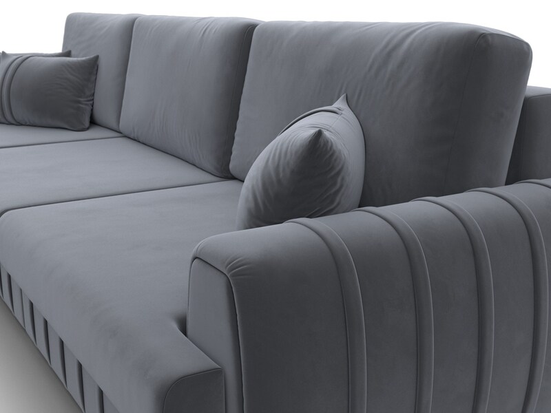 Диван угловой Лига-057 НПБ Лонг угол левый, Велюр, SEVEN 17 серый