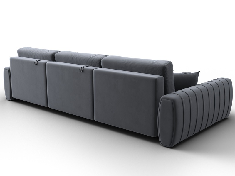 Диван угловой Лига-057 НПБ Лонг угол левый, Велюр, SEVEN 17 серый