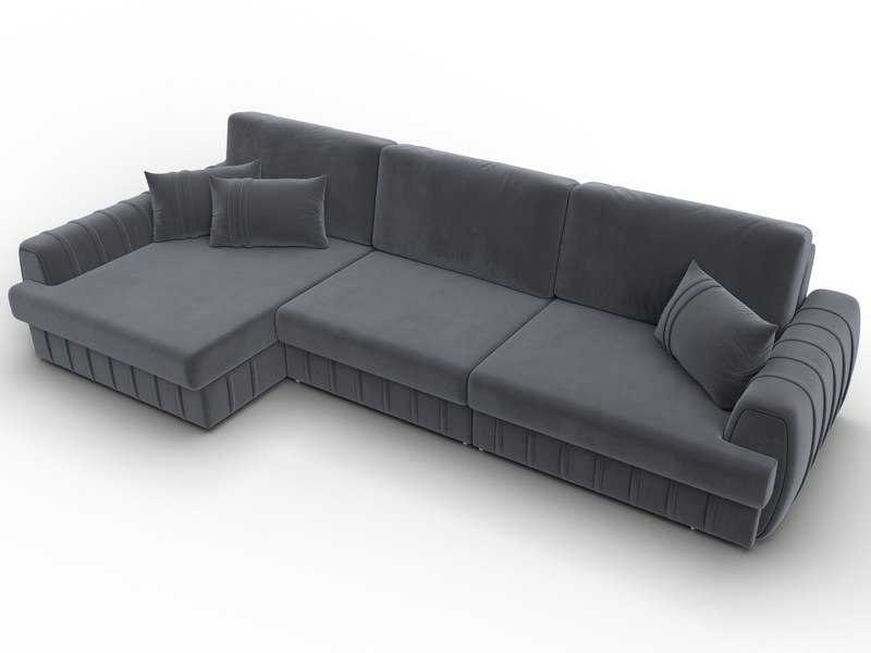 Диван угловой Лига-057 НПБ Лонг угол левый, Велюр, SEVEN 17 серый