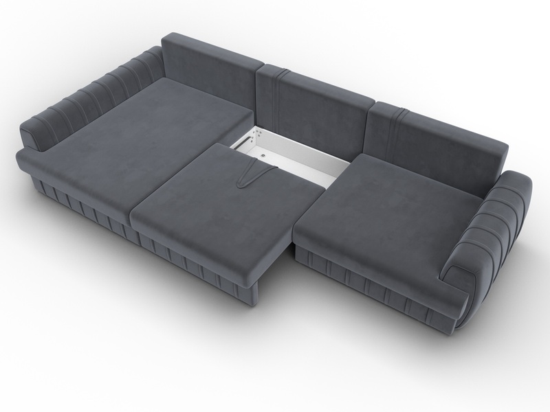 Диван угловой Лига-057 НПБ Лонг угол левый, Велюр, SEVEN 17 серый