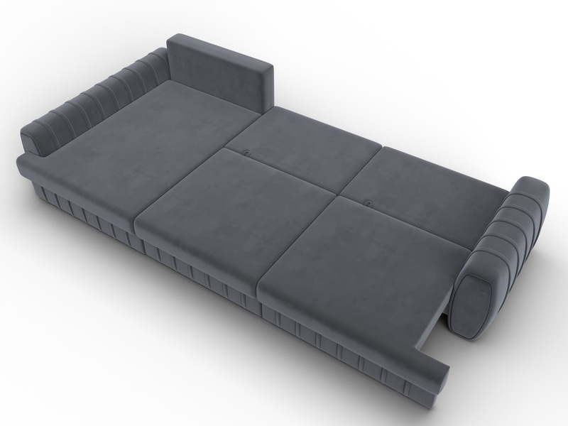 Диван угловой Лига-057 НПБ Лонг угол левый, Велюр, SEVEN 17 серый