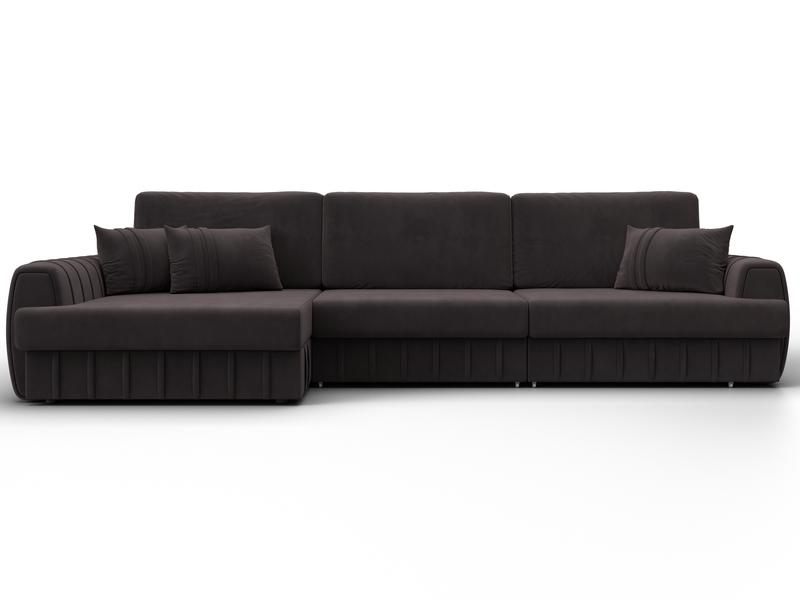 Диван угловой Лига-057 НПБ Лонг угол левый, Велюр, SEVEN 727 коричневый