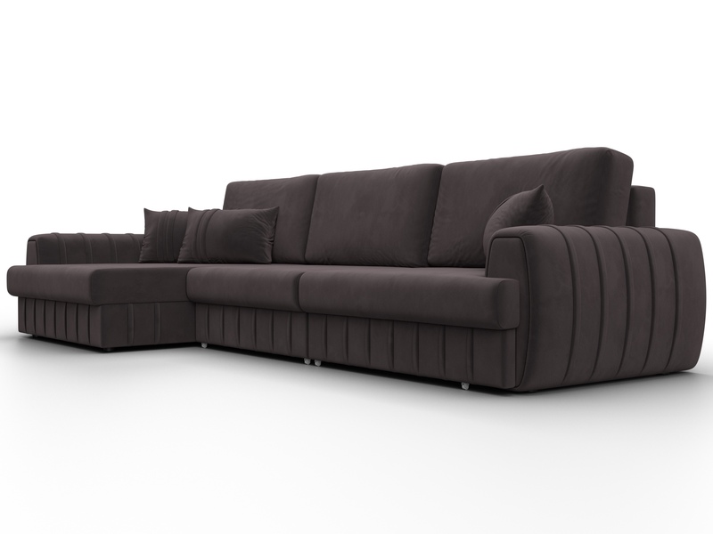 Диван угловой Лига-057 НПБ Лонг угол левый, Велюр, SEVEN 727 коричневый