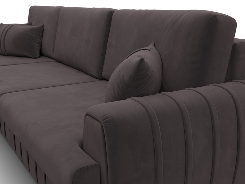 Диван угловой Лига-057 НПБ Лонг угол левый, Велюр, SEVEN 727 коричневый