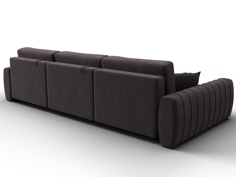 Диван угловой Лига-057 НПБ Лонг угол левый, Велюр, SEVEN 727 коричневый